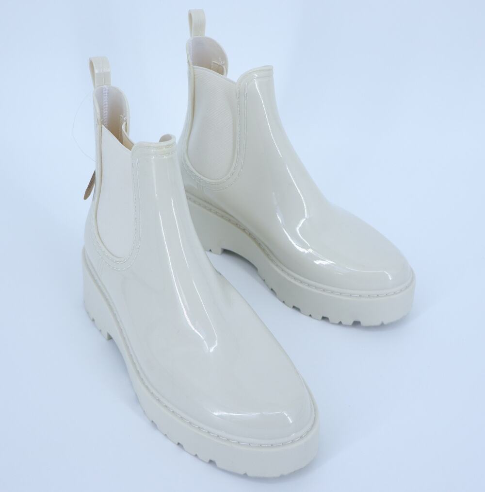 STEVE MADDEN Sahara Rain Boot Bone White Platform Pull On Waterproof Women's 9